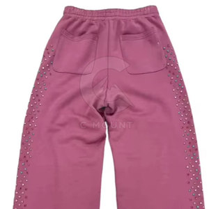 กางเกงยีนส์ผู้ชายประดับพลอยเทียมวินเทจทรงหลวมกางเกงลำลองประกายระยิบระยับ - Product Image 4