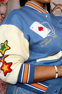 Abrigo informal de moda de invierno y otoño 2023 para mujer, chaquetas universitarias con botones en blanco, diseño de béisbol con letras de retazos, forro de nailon - Product Image 5