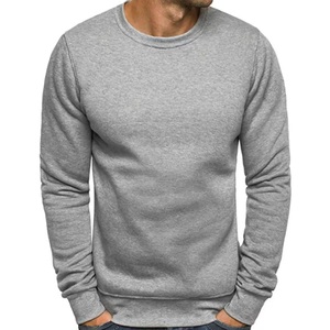 Sweat-shirt col rond à manches longues pour homme, vêtement de Gym, couleur unie, 100% coton, vente en gros - Product Image 4
