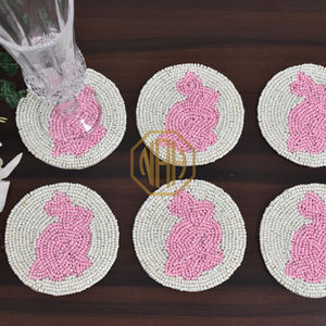 Sous-verre perlé en forme de lapin rose fait à la main cuisine Table à manger thé café porte-gobelet en gros décoratif boisson tapis tampons - Product Image 2