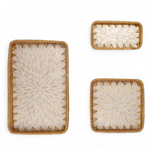 Bandeja de Nácar Natural Hecha a Mano con Ratán para Servir en Restaurantes y para el Comedor Diario en el Hogar - Product Image 2