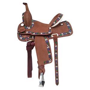 Silla de Montar Western Premium con Armazón de Fibra de Vidrio, Cuero de Búfalo, Tallado Floral, Guardabarros Preformado de 16 Pulgadas, Personalizable - Product Image 1