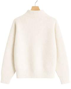 Pull en maille à col montant pour homme, personnalisé par le fabricant, texture côtelée blanche, col montant, chaud, décontracté, pull d'hiver, OEM personnalisé - Product Image 2