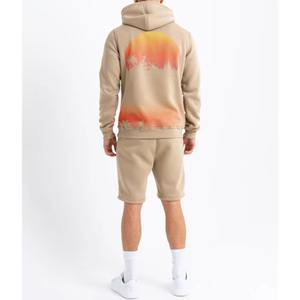 Ensemble short assorti à capuche en éponge française 100% coton pour homme Taille haute élastique avec motif solide brodé Technics pour l'automne - Product Image 2