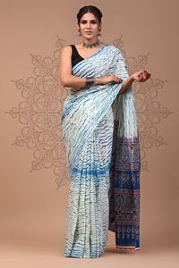 Vente en gros Premium exclusif Chanderi Saree avec Ajrak imprimé et chemisier de course assorti pour vêtements ethniques pour femmes - Product Image 5