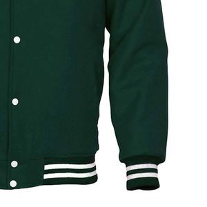 100% laine haut personnalisé en cuir manches hommes veste universitaire haute qualité vert Varsity Bomber avec col montant et Logo brodé - Product Image 5