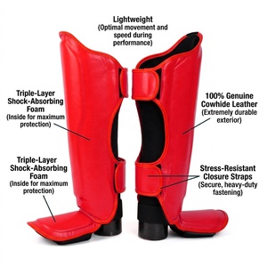 Protège-tibias durables pour Muay Thai, MMA, Boxe et Kickboxing avec fermeture auto-agrippante réglable - Product Image 5