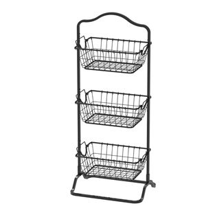 Panier en fil métallique personnalisé, forme ronde, finition noire, pour le rangement à la maison et en cuisine, panier pour les courses et les aliments - Product Image 3