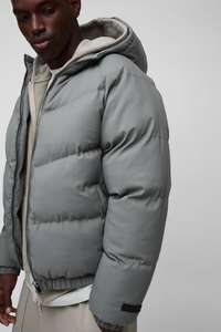 Chaqueta acolchada con capucha gris para hombre, Abrigo acolchado cálido de invierno, ropa de calle informal ligera a prueba de viento, prendas de vestir exteriores - Product Image 3