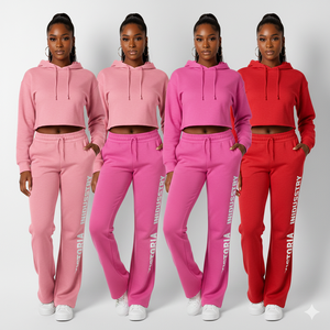 Ensemble Victoria Industry : sweat à capuche oversize et pantalon de survêtement évasé en molleton de coton brodé - Product Image 4