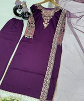 Setelan Salwar Kameez Pesta Vintage Bergaya Sederhana untuk Wanita, 3 Potong Katun Anarkali, Atasan, Bawahan, dan Dupatta, Cepat Kering
