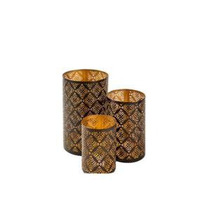 Juego Vintage de 3 Portavelas de Metal con Acabado Dorado, Perfecto para Decoración Elegante del Hogar y Decoración de Eventos - Product Image 1