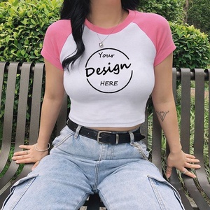 เสื้อลำลองแฟชั่นสำหรับผู้หญิงเสื้อพิมพ์โลโก้แบบกำหนดเองเสื้อครอปรัดรูปเซ็กซี่สำหรับฤดูร้อน - Product Image 3