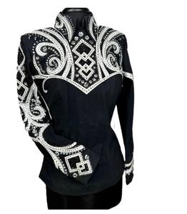 Chaqueta ecuestre de alta calidad Western Showmanship para carreras de caballos Logotipo personalizado Negro/blanco Mejor precio - Product Image 1