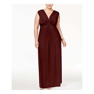 Robe de soirée longue sans manches Love Squared pour femme, rouge, grande taille, coupe fourreau en mousseline, taille naturelle, taille 2X - Product Image 1