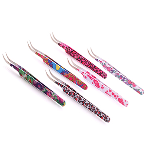 Pinzas duraderas para extensión de pestañas, punta de fibra, pinzas de Color impresas, acero inoxidable para herramientas de pestañas postizas - Product Image 2