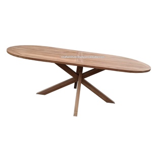 Table à manger ovale en teck massif moderne, fabricant de meubles de jardin haut de gamme pour villa, hôtel, utilisation extérieure - Product Image 2