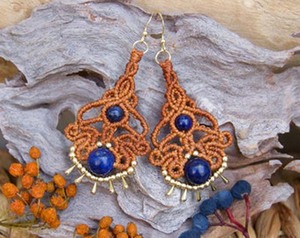 Excellent Quality Dangle Macrame <b>Earring</b> With <b>Hoop</b> Finding Beads & <b>Small</b> Beads Handmade Chord for Trendy Jewelry - Product Image 1
