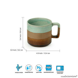 Tazas de té y café de cerámica de estudio esmaltado a mano de Chocolate de menta Juego de cerámica de 362 ML de 2 aptas para microondas y capacidad alta de 200 ML - Product Image 6