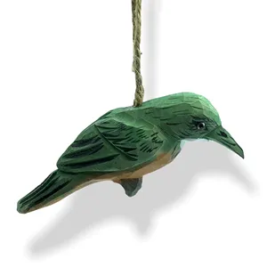 YEEYAYA Ciondolo Artigianale in Legno Intagliato a Mano a Forma di Colibrì da 3,8 Pollici, Decorazione Artistica per la Casa, Artigianato in Bambù e Legno - Product Image 3