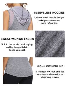 OEM Custom Sports Gym Crop Hoodies for <b>Women</b> Sleeveless Summer Activewear Hoodie Breathable Workout Crop Tank <b>Top</b> - Product Image 6