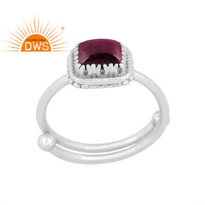 แหวนพลอยโกเมนธรรมชาติแบบเรียงซ้อนได้ทำจากเงินแท้925ล่าสุด - Product Image 1