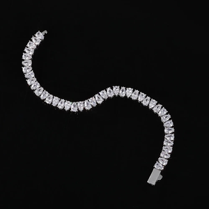 Wholesale Fashion Hip Hop Jewelry Brass Water Drop Zircon Tennis Chain <b>Bracelet</b> for Men Women - Product Image 5