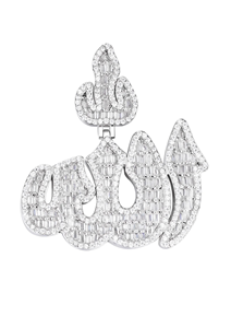 Arabic Allah Religious Baguette Moissanite Pendant 14K Gold & Rhodium Plated <b>Gift</b> for Muslims - Product Image 5