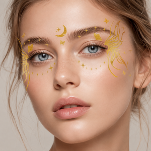 <span class=keywords><strong>Tatuaggio</strong></span> Temporaneo Occhio <span class=keywords><strong>Farfalla</strong></span> in Lamina d'Oro - 10 Design Metallici, Adesivo Viso Impermeabile per Festival e Rave, Patch Trucco Occhi - Product Image 3
