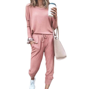 Derniers modèles de survêtements 2 pièces pour femmes meilleurs ventes ensemble de survêtements ajustés en coton pour jogging et femmes - Product Image 4