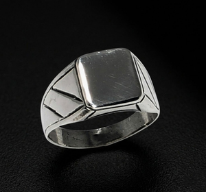 Bague Chevalière Rectangulaire en Argent Sterling 925, Gravée sur Mesure, Faite à la Main, Bijoux Turcs pour Mariage et Fêtes - Product Image 2