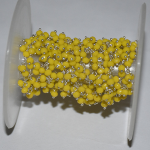 Top Quality Silver Plated Yellow Glass Beads Rondelle <b>Cluster</b> Rosary Chain Wire Beaded Chain for Jewelry Bracelet Making finding - Product Image 5