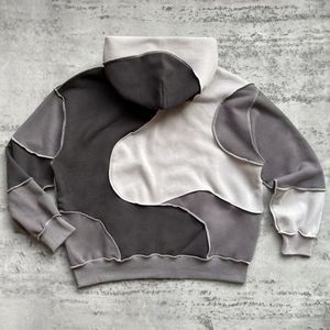 ผ้าฝ้าย 100% สีปิดกั้นแฟชั่นล่าสุด 2 ทางซิปสไตล์ถนนสูงออกแบบเสื้อสเวตเตอร์ผู้ชายด้อยซิปขึ้นเสื้อกันหนาวหมวก - Product Image 5