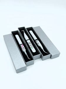 Calidad profesional 90 grados revestimiento de polvo gris 45 grados curvado Acero inoxidable extensión de pestañas pinzas instrumento de belleza - Product Image 5