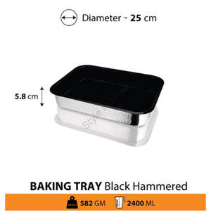 Plateau de cuisson rectangulaire martelé en acier inoxydable de qualité supérieure avec plateau de cuisson de qualité restaurant au design élégant classique noir - Product Image 3