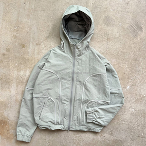 Chaqueta cortavientos blanca de talla 0, cortavientos personalizado, chaquetas reflectantes de diseñador para exteriores con cremallera - Product Image 1