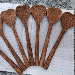 Natural Coconut Wooden <b>Heart</b> Serving Spoon/ Acacia <b>wood</b> spoon 18cm length for Wooden Kitchenware Utensils Home Garden Kitchen - Product Image 1