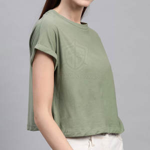 Haut court femme grande taille de haute qualité à la mode selon la demande du client en tissu de toile - Product Image 5