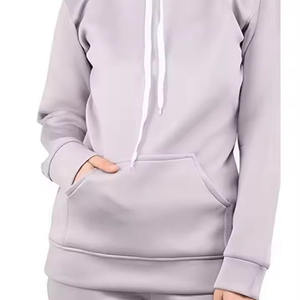 Women's autumn <b>and</b> winter sweatshirt suit solid color casual fashion sports <b>trousers</b> plus fleece sweatshirt suit - Product Image 5
