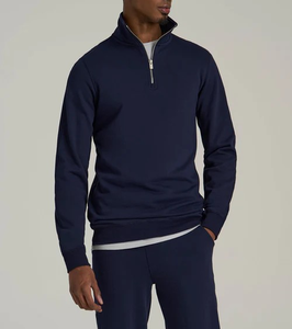 Sweat-shirt pour homme en molleton français de qualité supérieure, 80% coton, 20% polyester, fermeture éclair sur le devant, logo de marque personnalisé, coupe ajustée - Product Image 4