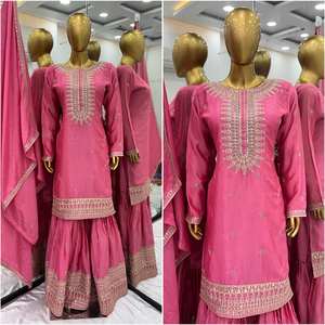 Hot selling Designer Pure Faux Georgette Salwar Kameez <b>Suit</b> with Embroidery and Sequin Work Ready to Wear <b>for</b> Wedding Functions - Product Image 3