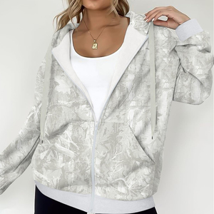 Ventes en gros de sweats à capuche oversize pour femmes avec fermeture éclair, marque privée, 100% coton, sweats à capuche zippés pour femmes pour le streetwear - Product Image 6