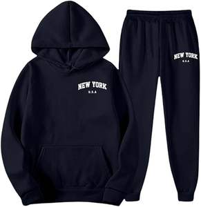 Long Sleeve <b>Hoodie</b> Tracksuit Sweatsuit plus Size 2 Piece Men's Sets S-5XL Custom Logo Plain Pullover Jogger Set Men - Product Image 5