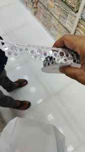 Custom Made in Mirror Work Machine Embroidered <b>Ribbons</b> and <b>Laces</b> in Various Designs and Colours for Wedding Dresses - Product Image 3