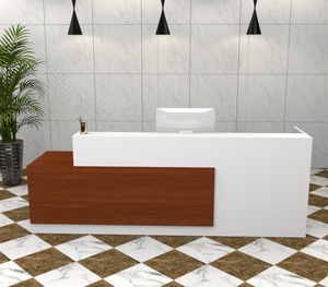Luxury Wooden Commercial Reception Desk Modern <b>Office</b> Front Counter <b>Table</b> Modular L Shaped Executive Cashier Counter for Salon H - Product Image 2