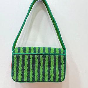 กระเป๋าลูกปัดหลากสีที่มีด้ามจับกระเป๋าถือกระเป๋าลำลองงานหัตถกรรมอินเดียทำมือกระเป๋าบาแก็ต - Product Image 5