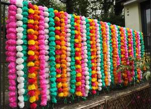 Guirlandes de fleurs de souci artificielles de qualité supérieure tentures multicolores pour Diwali Festival & Ganpati décoration fleur suspendue - Product Image 5