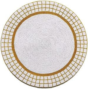 Gorgeous White <b>Beaded</b> Table <b>Placemat</b> for Living Room Wedding Parties Christmas Great Top Decor for Special Occasions - Product Image 2