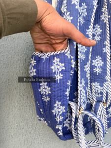 High Quality Hand-Block Printed Quilted Cotton Bohemian College Portable Lightweight Medium Capacity Ethnic Indian Floral - Product Image 4