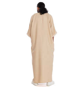 2025 <b>Men's</b> Islamic <b>Thobes</b> Customized OEM New Fashion Long Sleeve Neckline Embroidery Design Moroccan Style Jubbah Polyester - Product Image 3